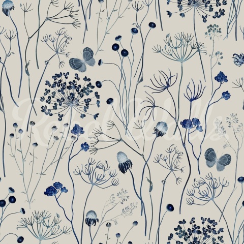 Fototapet, Flower Garden, Blue, Rebel Walls - Img 2