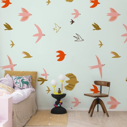 Fototapet, Flying Birds, Light Blue, Rebel Walls