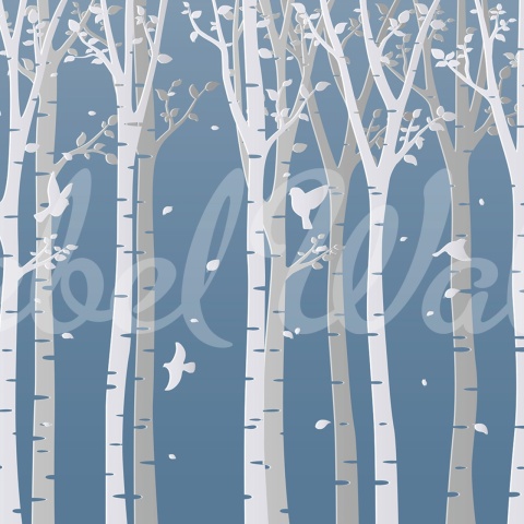 Fototapet, Forest Birds, Blue, Rebel Walls - Img 2