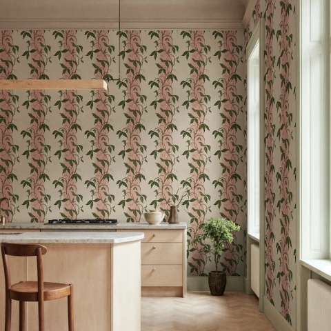 Fototapet, Garden Stripe, Pink, Rebel Walls