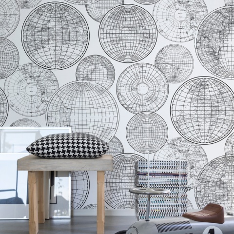Fototapet, Globes Gathering, Black and White, Rebel Walls - Img 5