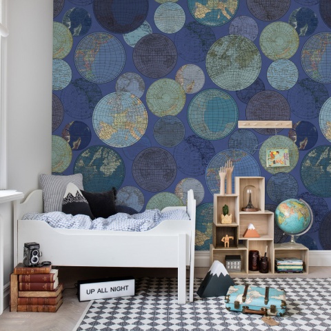 Fototapet, Globes Gathering, Blue, Rebel Walls - Img 4