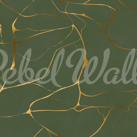 Fototapet, Gold Swirl, Dark Green, Rebel Walls - Img 2