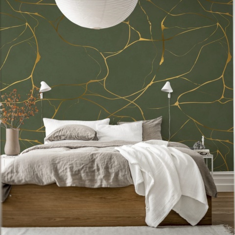 Fototapet, Gold Swirl, Dark Green, Rebel Walls - Img 4