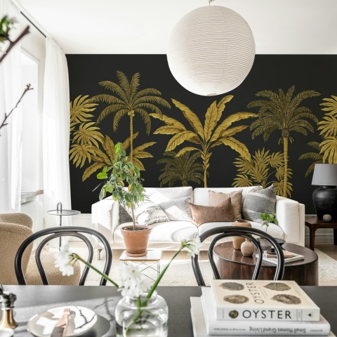 Fototapet, Golden Palms, Black, Rebel Walls - Img 3