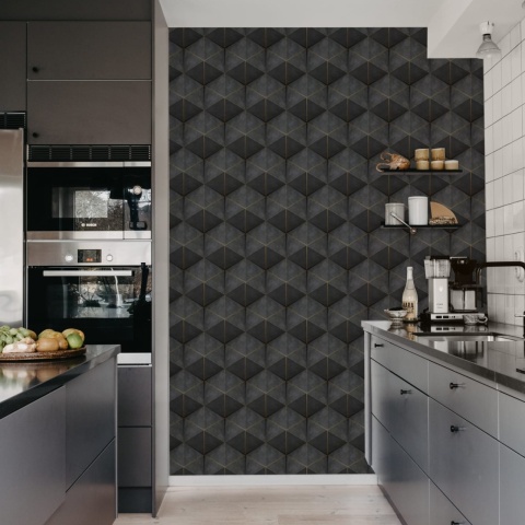 Fototapet, Hexagon Cube, Black, Rebel Walls