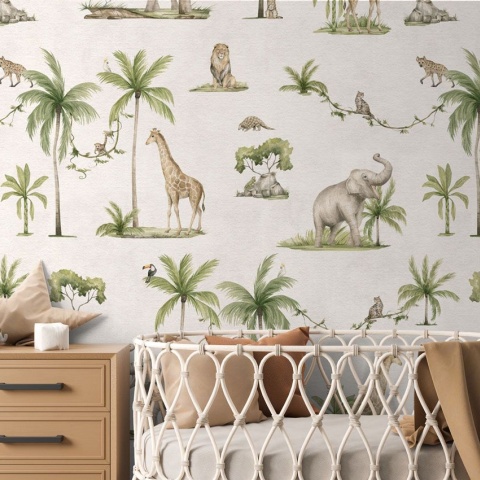 Fototapet Joyful Jungle - White, Kikki Belle - Img 5