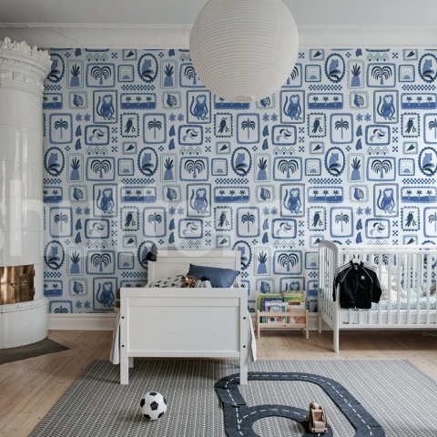 Fototapet, Jungle Frames, Blue, Rebel Walls