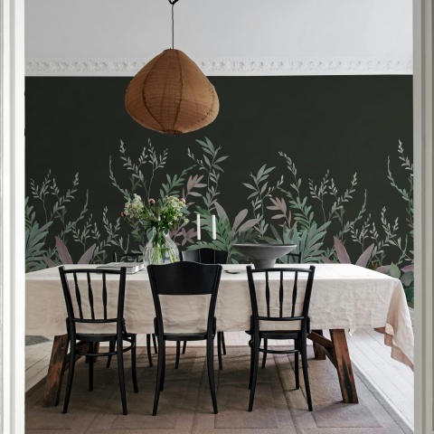 Fototapet, Jungle Meadow, Black, Rebel Walls - Img 3
