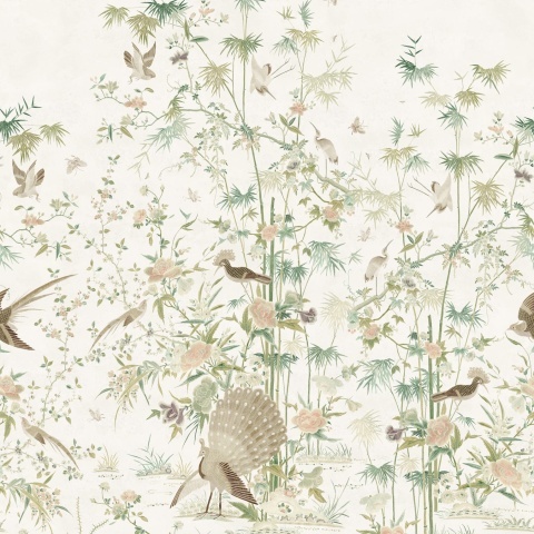 Fototapet lavabil, Chinoiserie Garden, Light Green, Sandberg - Img 2