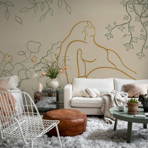 Fototapet, Lush Lines, Orange & Green, Rebel Walls