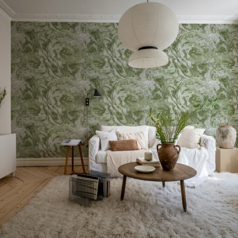 Fototapet, Marble Flow, Green, Rebel Walls