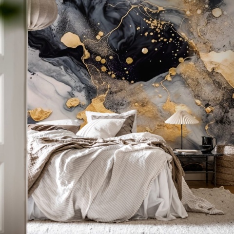 Fototapet, Marble Stream, Black, Rebel Walls - Img 4