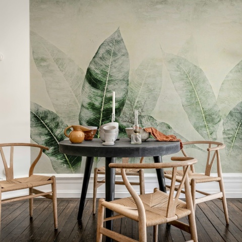 Fototapet, Misty Leafs, Green, Rebel Walls - Img 3