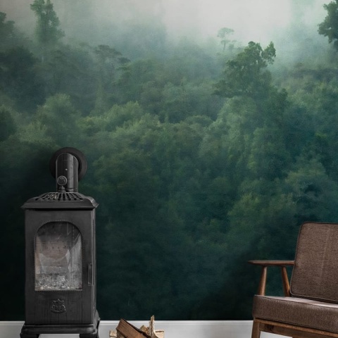 Fototapet, Misty Woodland, Green, Rebel Walls - Img 3