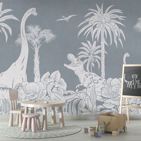 Fototapet Monochrome Dino - Blue, Kikki Belle - Img 4