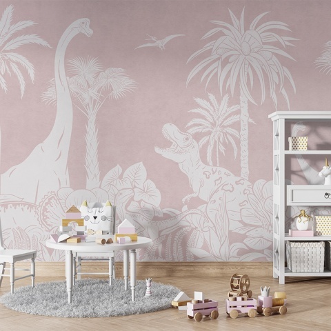Fototapet Monochrome Dino - Pink, Kikki Belle - Img 5