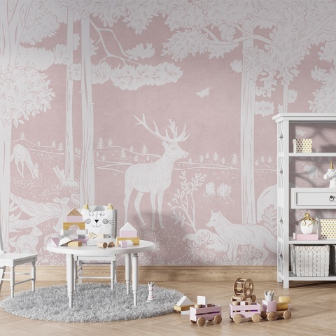 Fototapet Monochrome Forest - Pink, Kikki Belle - Img 5