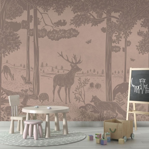 Fototapet Monochrome Forest - Pink Vintage, Kikki Belle - Img 4