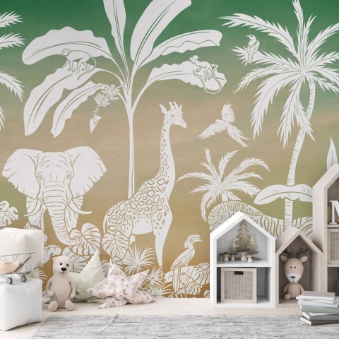 Fototapet Monochrome Jungle - Green Sky, Kikki Belle - Img 3