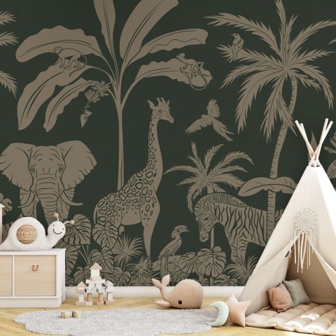 Fototapet Monochrome Jungle - Green Vintage, Kikki Belle - Img 5