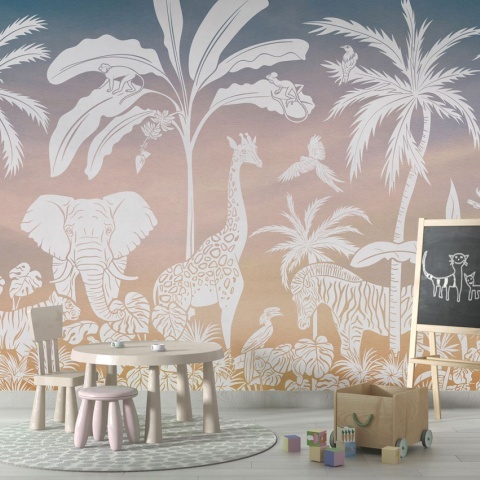 Fototapet Monochrome Jungle - Sky Pink, Kikki Belle - Img 4