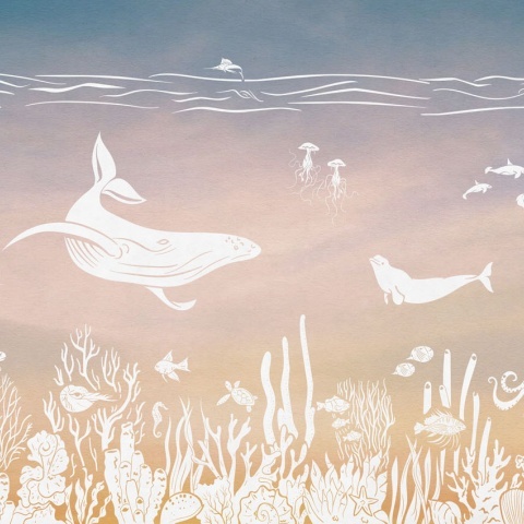 Fototapet Monochrome Sea - Aqua Pink, Kikki Belle - Img 2