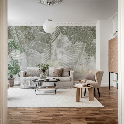 Fototapet, Monstera Wall, Gray, Rebel Walls - Img 3