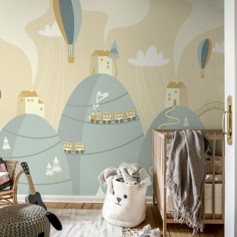 Fototapet, Mountain Village, Pastel, Rebel Walls - Img 3