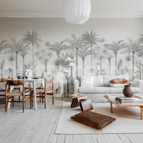 Fototapet, Playful Palms, Gray, Rebel Walls