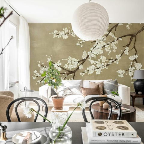 Fototapet, Sakura Branch, Beige, Rebel Walls