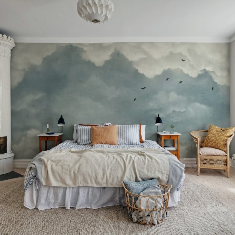 Fototapet, Sky of Clouds, Blue Birds, Rebel Walls