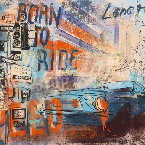 Fototapet, Street Race, Blue, Rebel Walls - Img 2