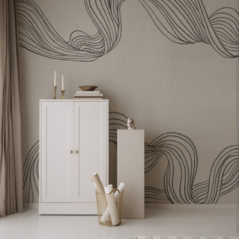 Fototapet, Stripes by Hand, Graphite, Rebel Walls - Img 6