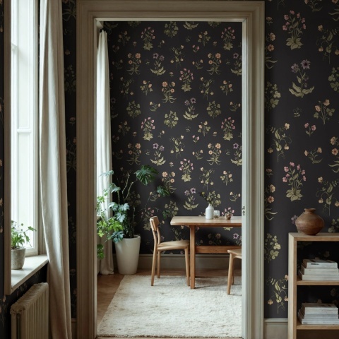 Fototapet, Timeless Flora, Dark Blue, Rebel Walls