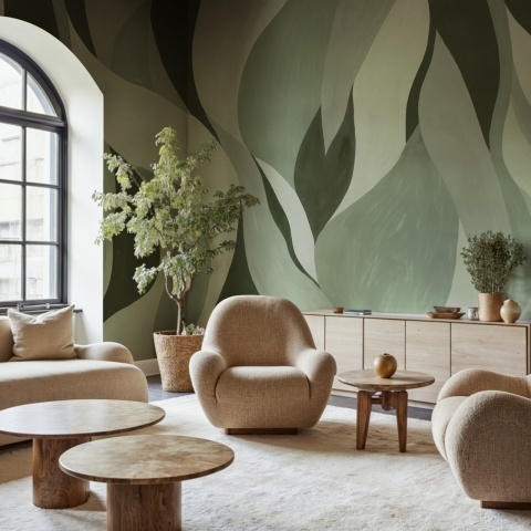 Fototapet, Velvet Flames, Green, Rebel Walls