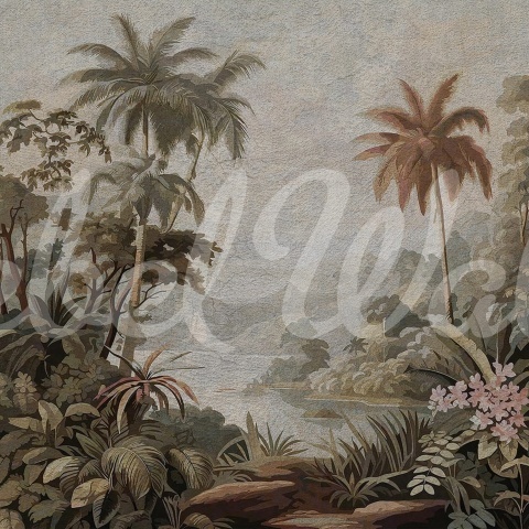 Fototapet, Vintage Jungle, Green, Rebel Walls - Img 2
