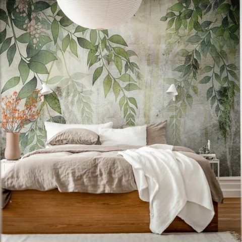 Fototapet, Vintage Leafs, Green, Rebel Walls