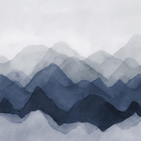 Fototapet, Watercolor Mountain, Blue, Rebel Walls - Img 2