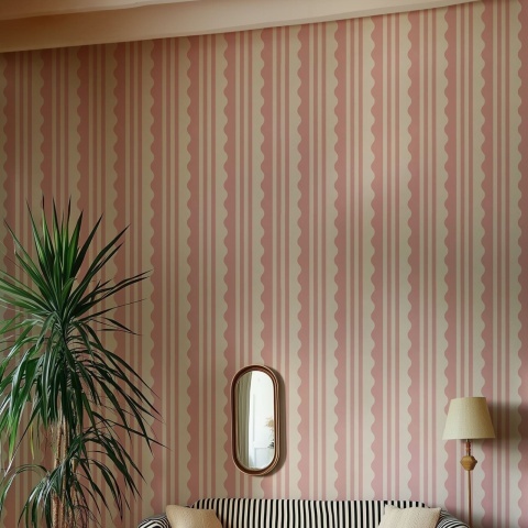 Fototapet, Wavy Stripe, Pink, Rebel Walls