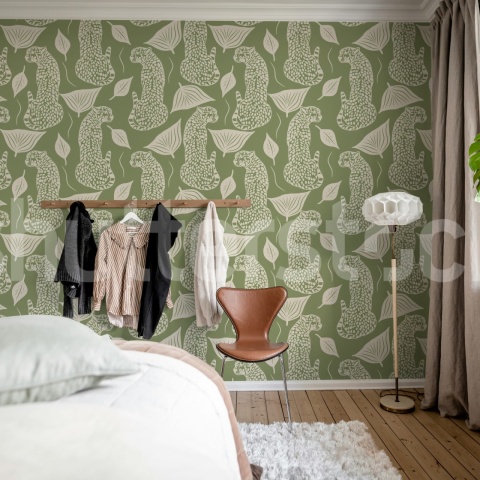 Fototapet, Whimsy Leopard, Green, Rebel Walls - Img 3