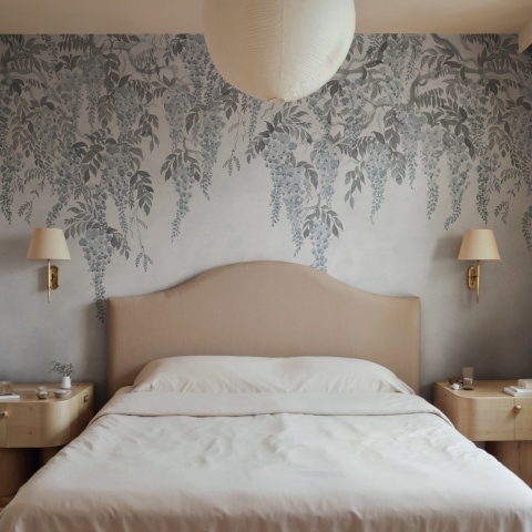 Fototapet, Whispers Wisteria, Blue, Rebel Walls