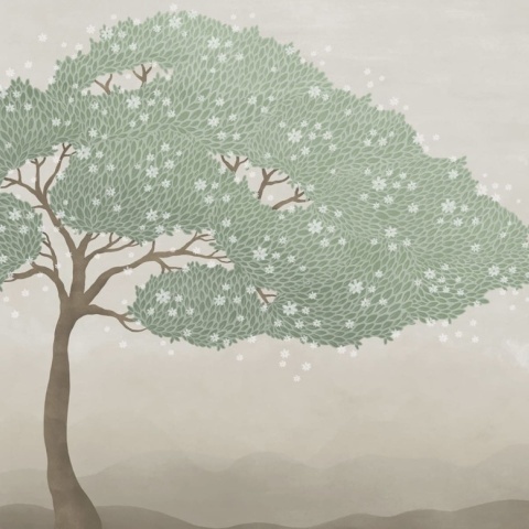 Fototapet, Windy Tree, Light Green, Rebel Walls - Img 2