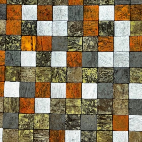 Panou decorativ 3D, Coconut, Honai Mosaic Orange&amp;Green, 6 placi 42x42cm, 1.05 mp - Img 3