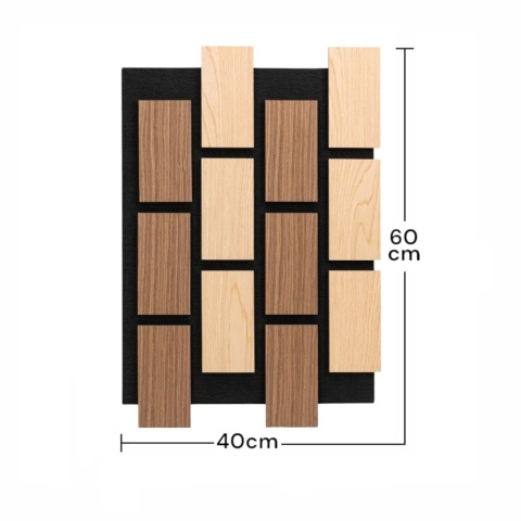 Panou riflaj acustic decorativ, MDF si pasla, AC17, 60x40x2.1cm, Stejar/Stejar inchis - Img 6