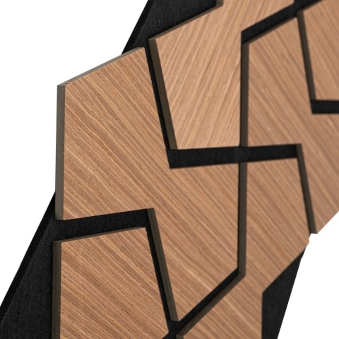 Panou riflaj acustic decorativ, MDF si pasla, AC34, 84.7x48x1.8cm, Stejar inchis - Img 2