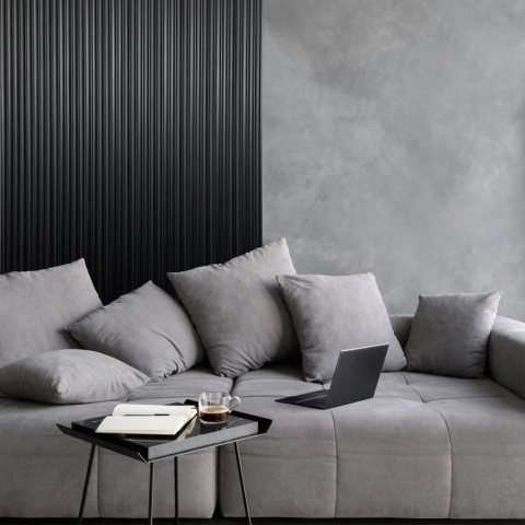 Panou riflaj decorativ 3D Onda, Negru, 11.2x1.3x270 cm - Img 2
