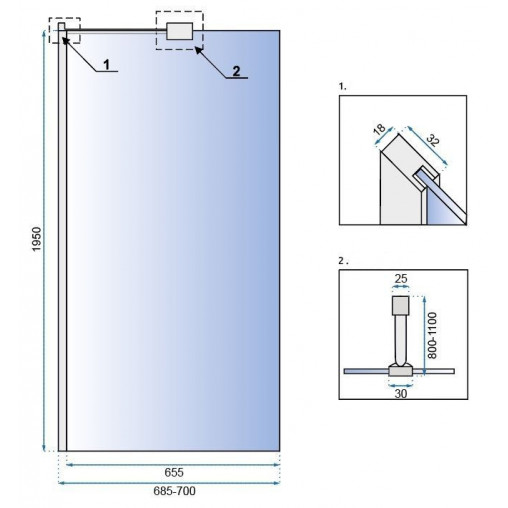 Paravan de dus tip Walk-in Rea Aero N 70x195 cm profil crom - Img 6