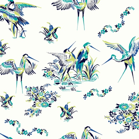 Tapet, Grullas de Papel, Azul, Coordonne, 5mp / rola - Img 2