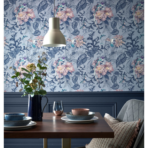 Tapet Hedgerow, Blue Dusk Luxury Feature, 1838 Wallcoverings, 5.3mp / rola